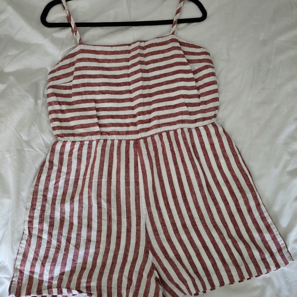 C&C California Striped Jumpsuit - Red and White